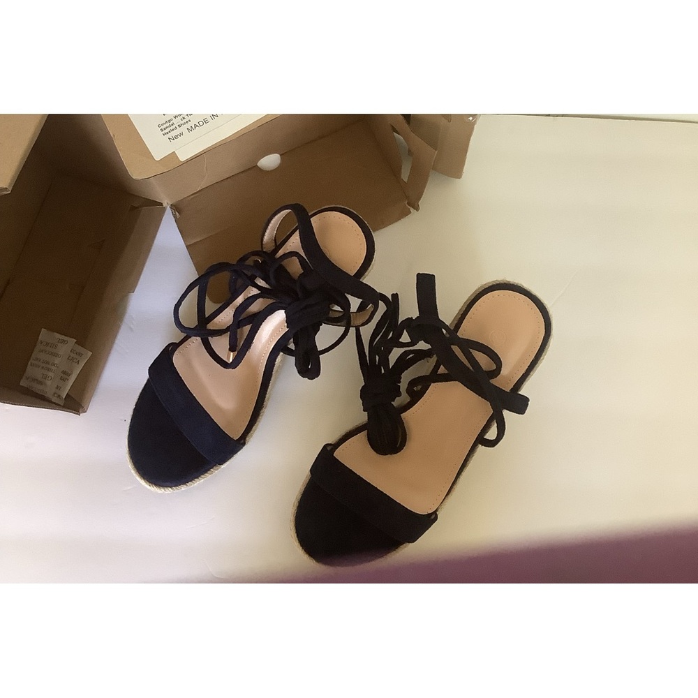 Coutgo Wedge Espadrilles 6 1/2 Dark Blue